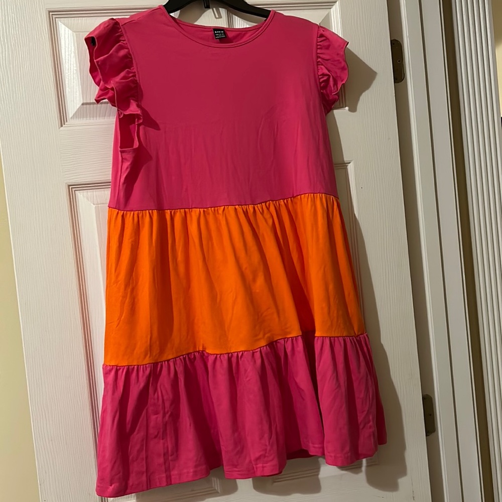 Pink and orange T-shirt dress